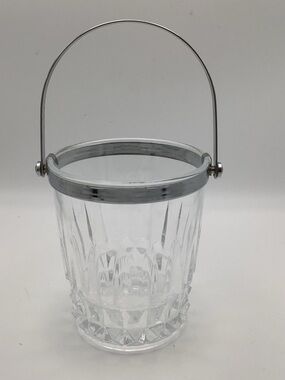 Vintage Crystal D’Arques Small Crystal Ice Bucket with Silver Handle